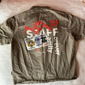 Rare A$AP Rocky Band Shirt Staff Family Forever Men's Graphic Khaki short sleeve